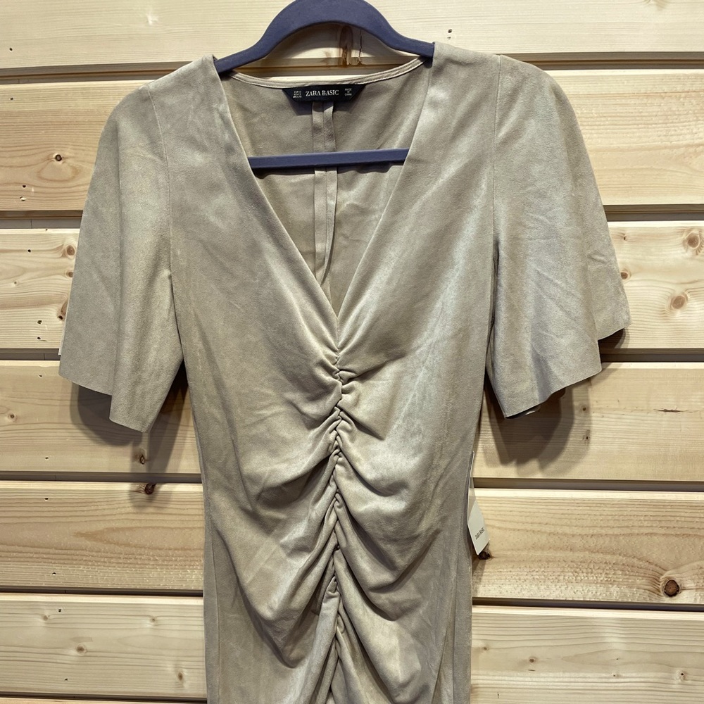 Zara faux suede ruched dress